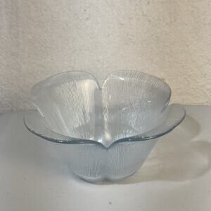 Holmegaard Garni Bowl Flower Petal Clear Glass Danish Serving Dish Copenhagen